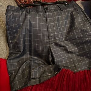 Greg Norman Collection Black and Gray Plaid Shorts